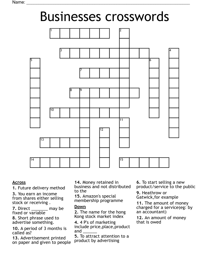 Businesses crosswords