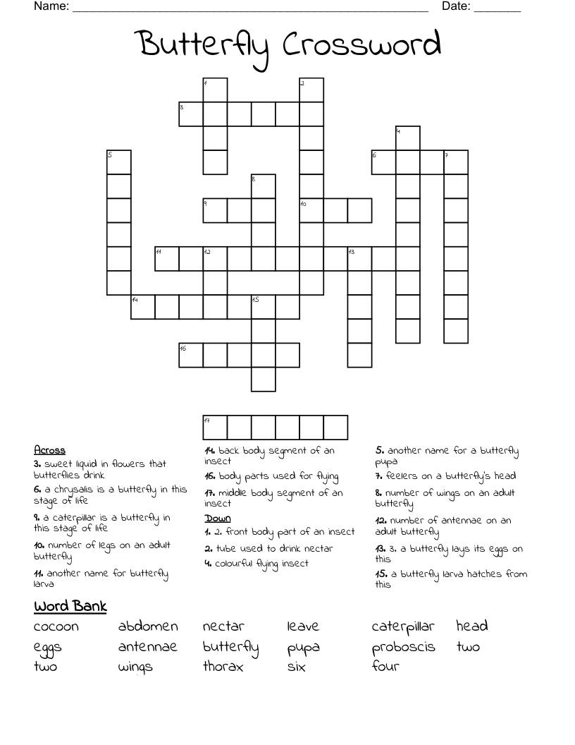 Butterfly Crossword
