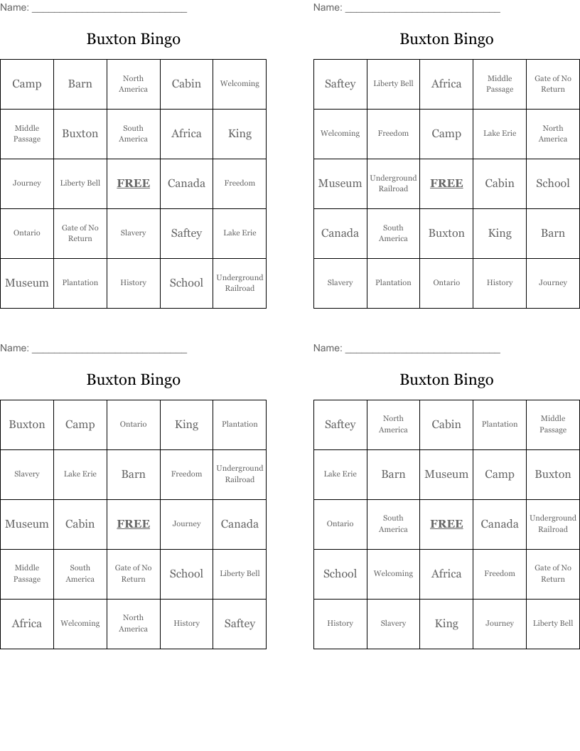 Buxton Bingo