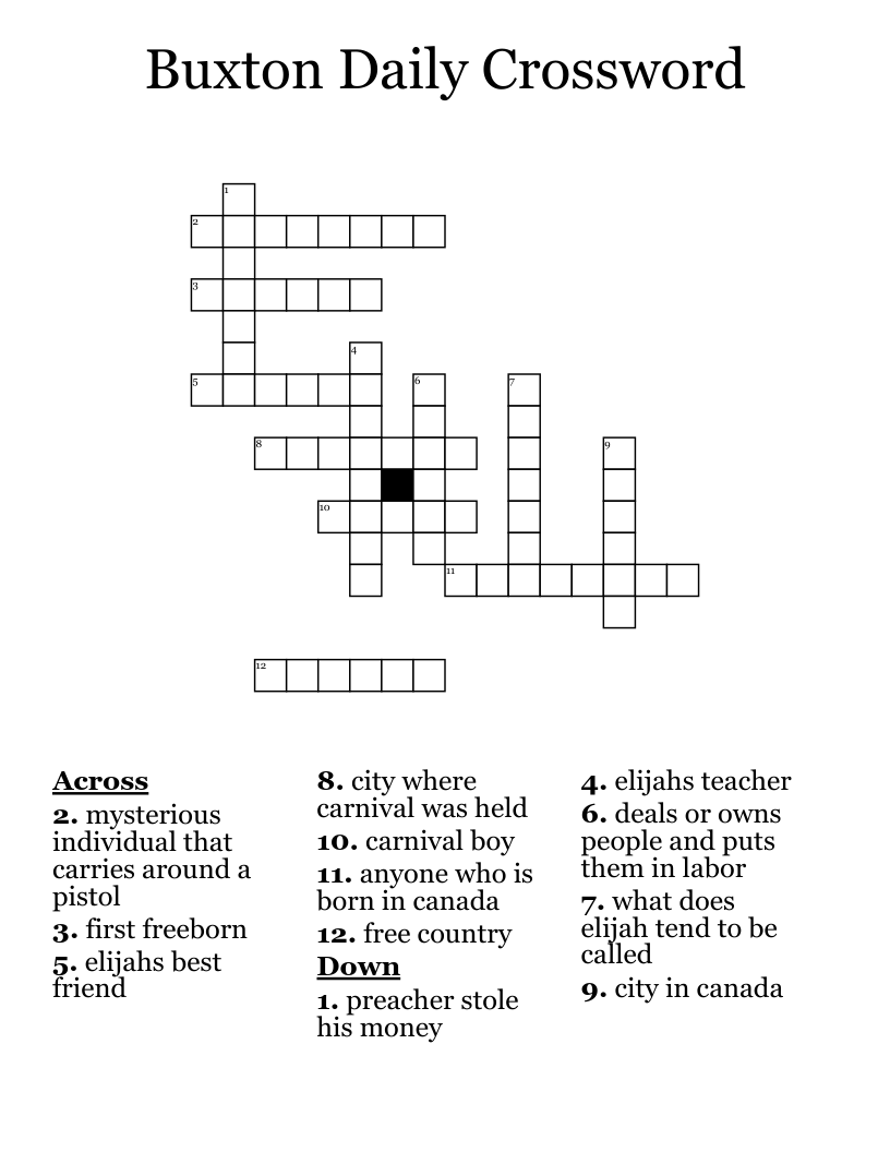 Buxton Daily Crossword