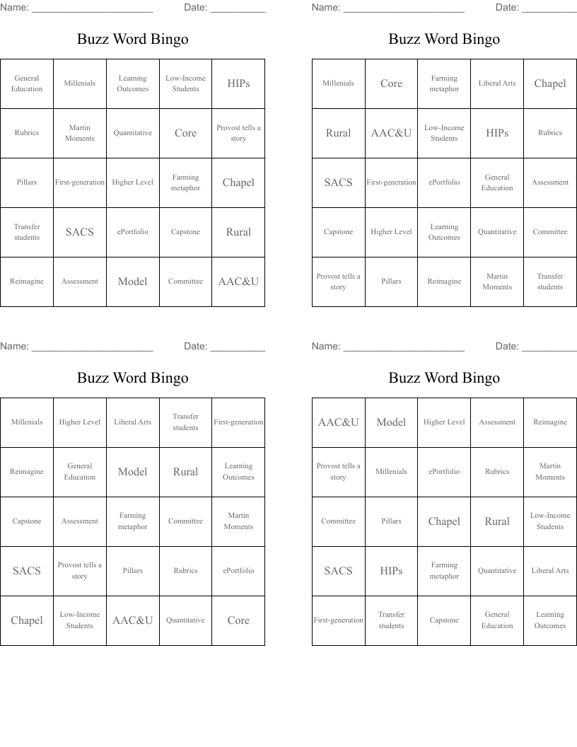 Buzz Word Bingo