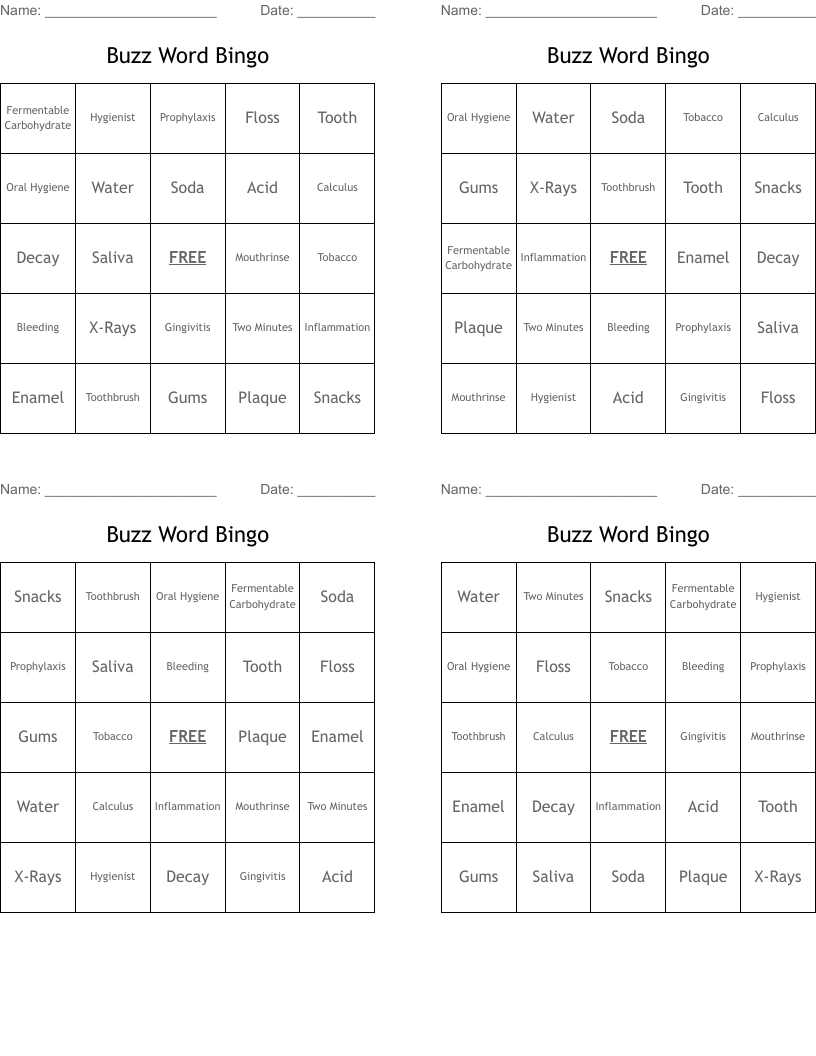 Buzz Word Bingo 