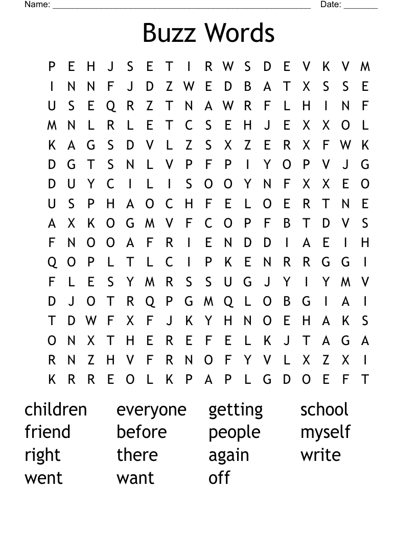 Buzz Words Word Search