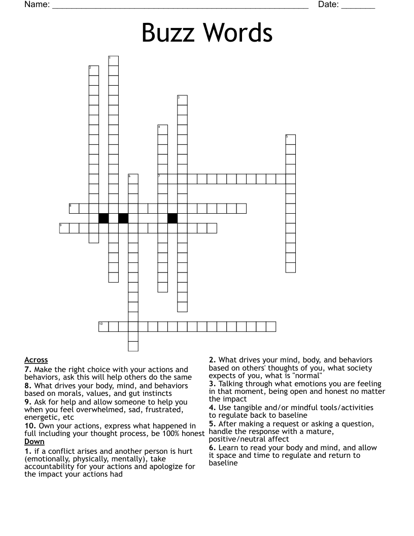 Buzz Words Crossword