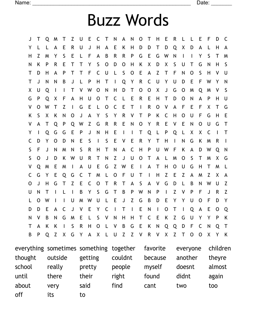 Buzz Words Word Search