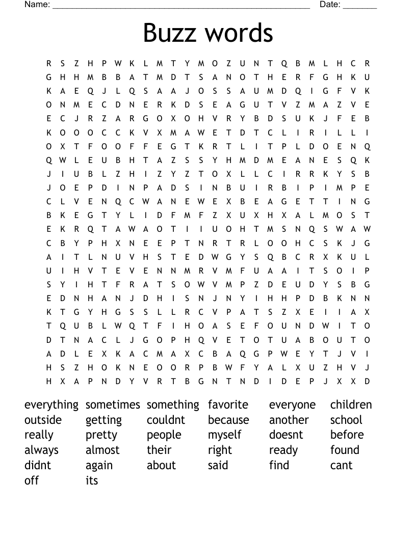 Buzz words Word Search