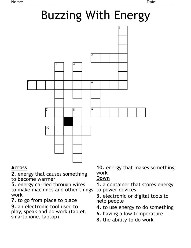 Buzzing With Energy Crossword