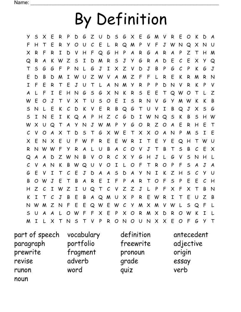 By Definition Word Search