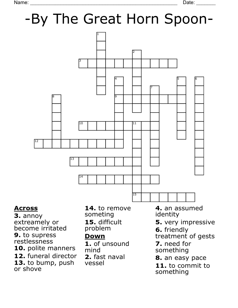 -By The Great Horn Spoon- Crossword