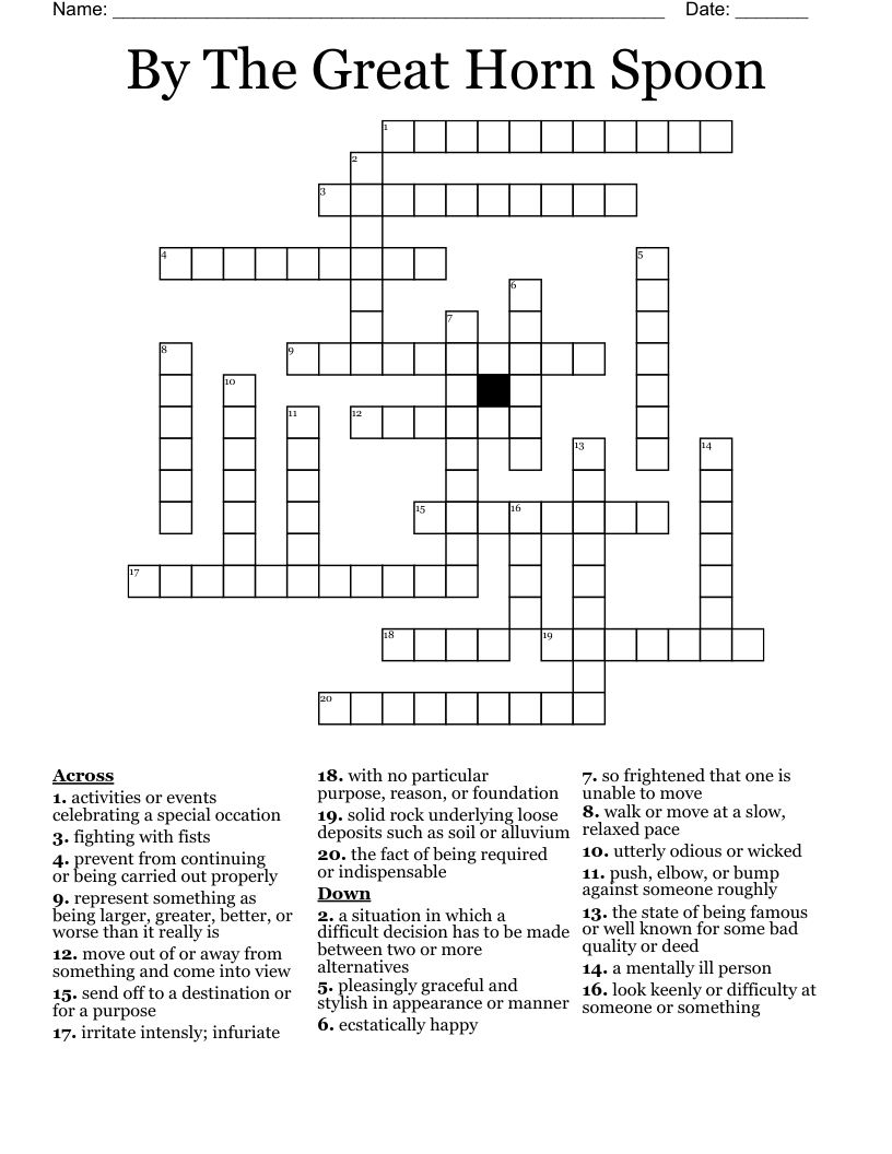 By The Great Horn Spoon Crossword