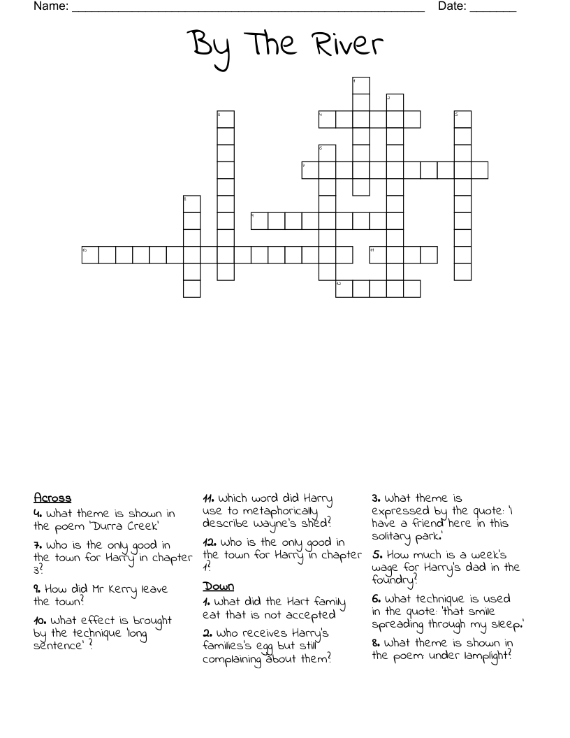By The River Crossword