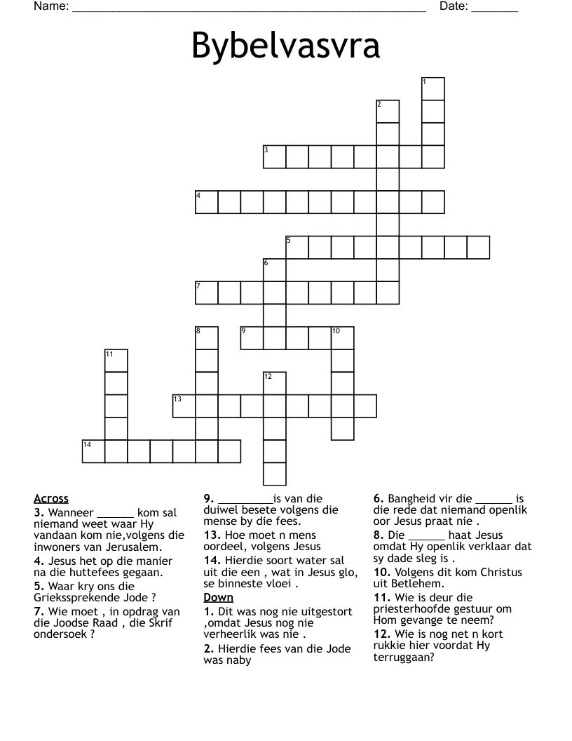 Bybelvasvra Crossword