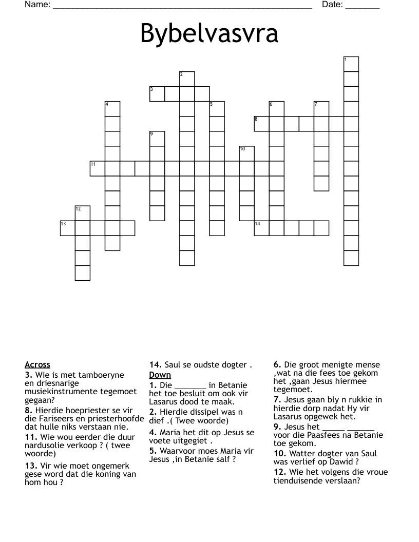 Bybelvasvra Crossword