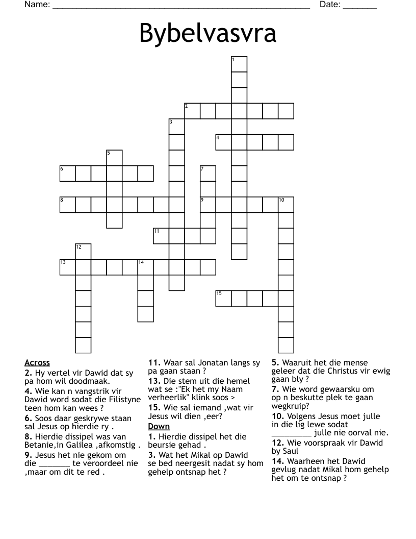 Bybelvasvra Crossword