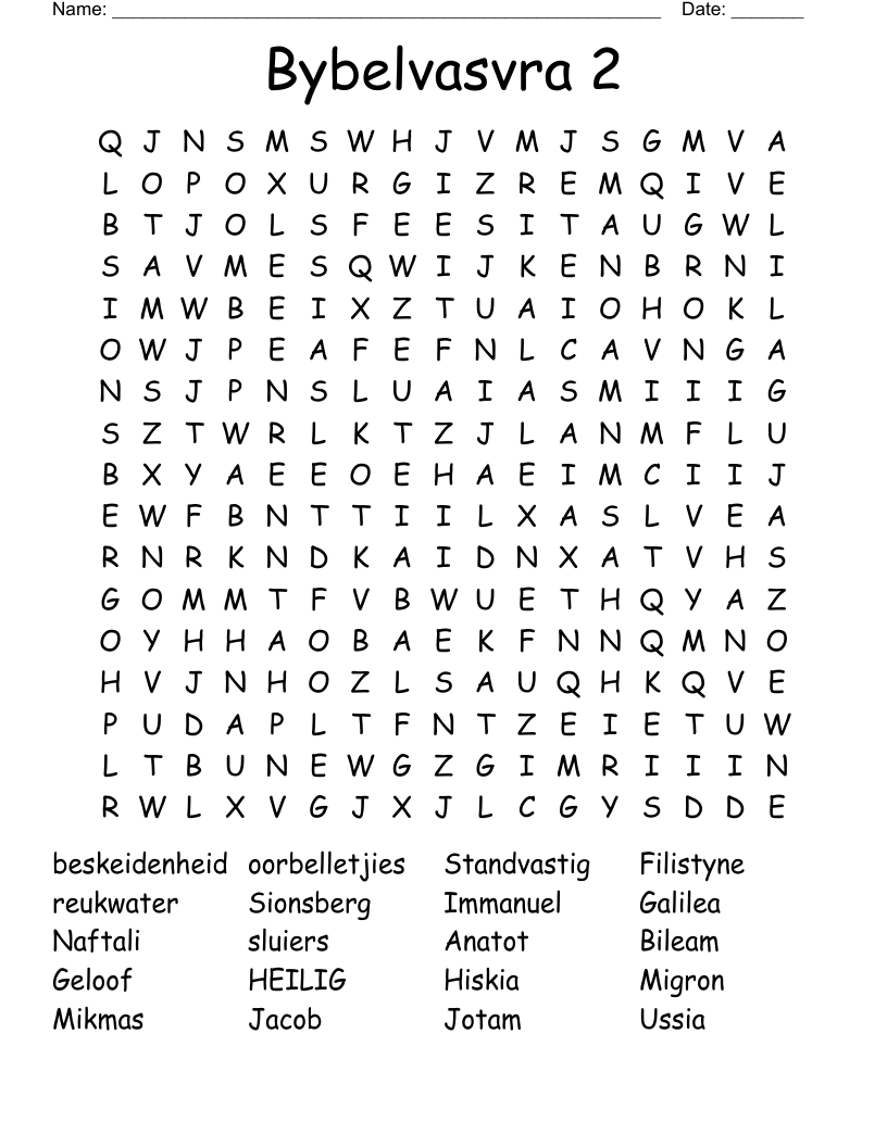 Bybelvasvra 2 Word Search