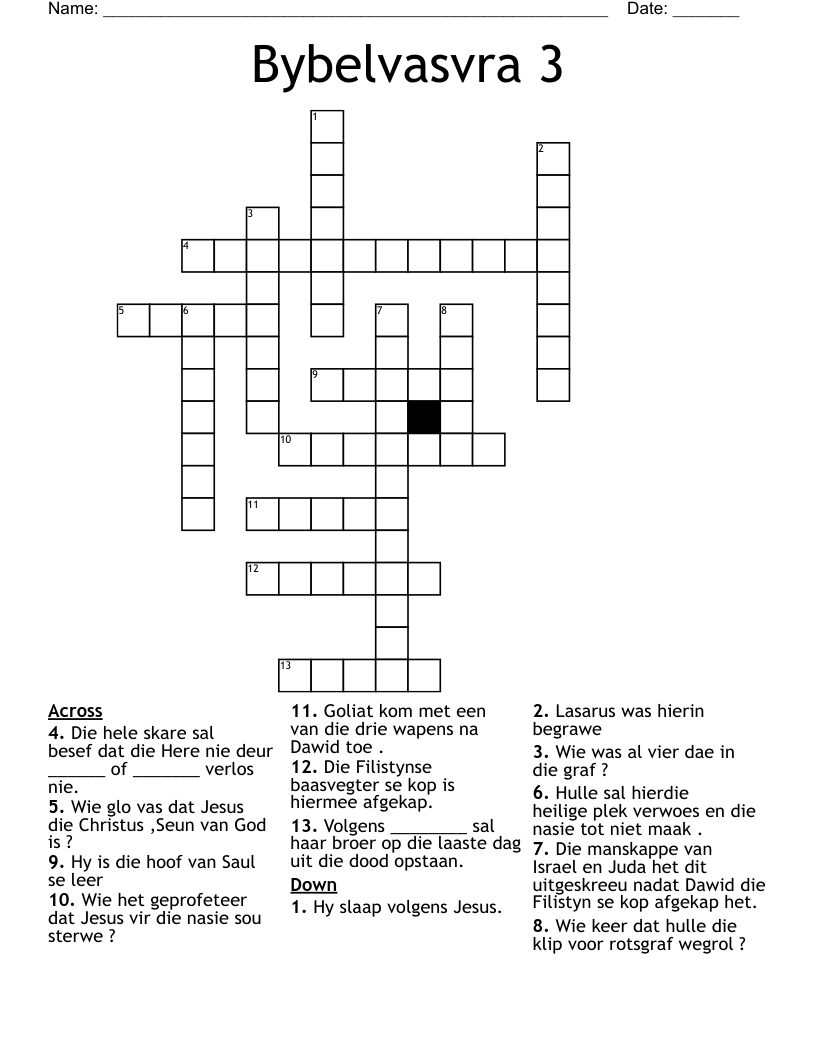 Bybelvasvra 3  Crossword