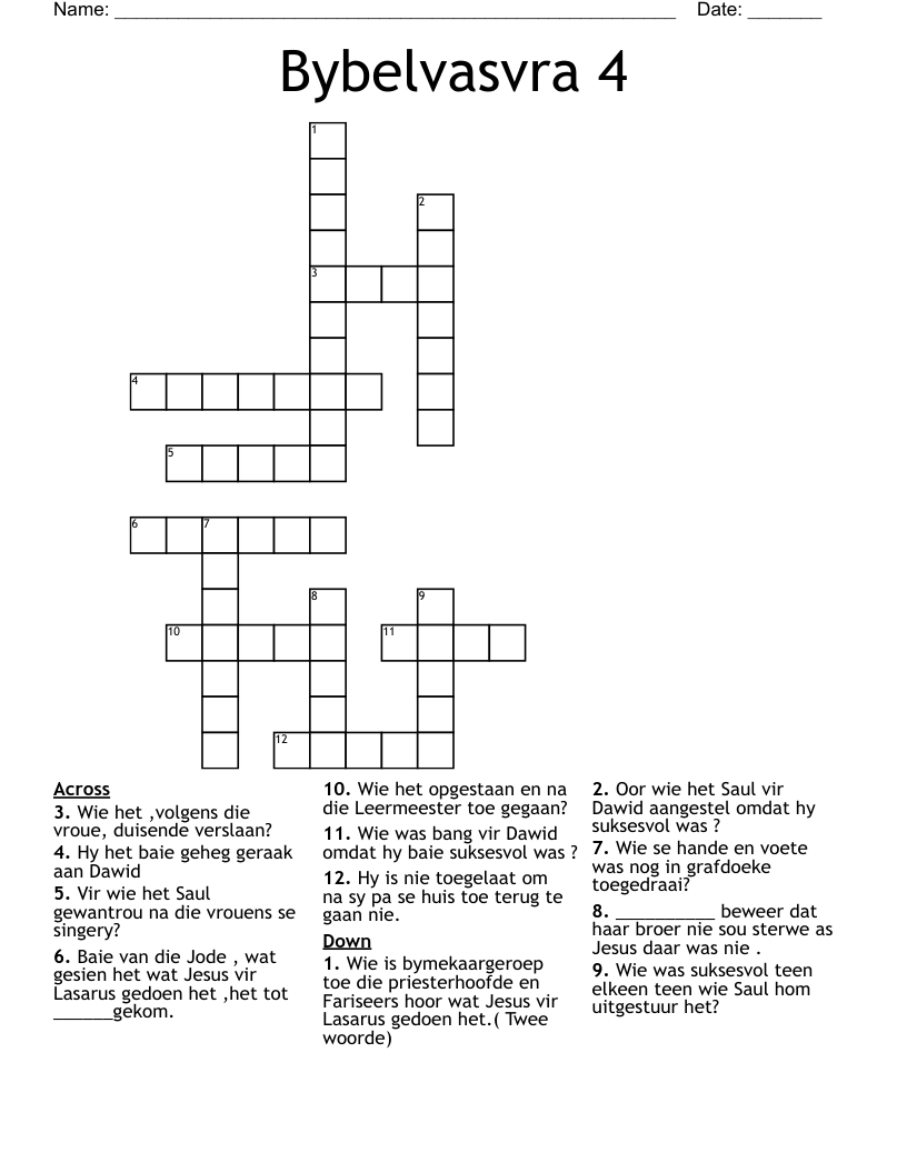 Bybelvasvra 4  Crossword