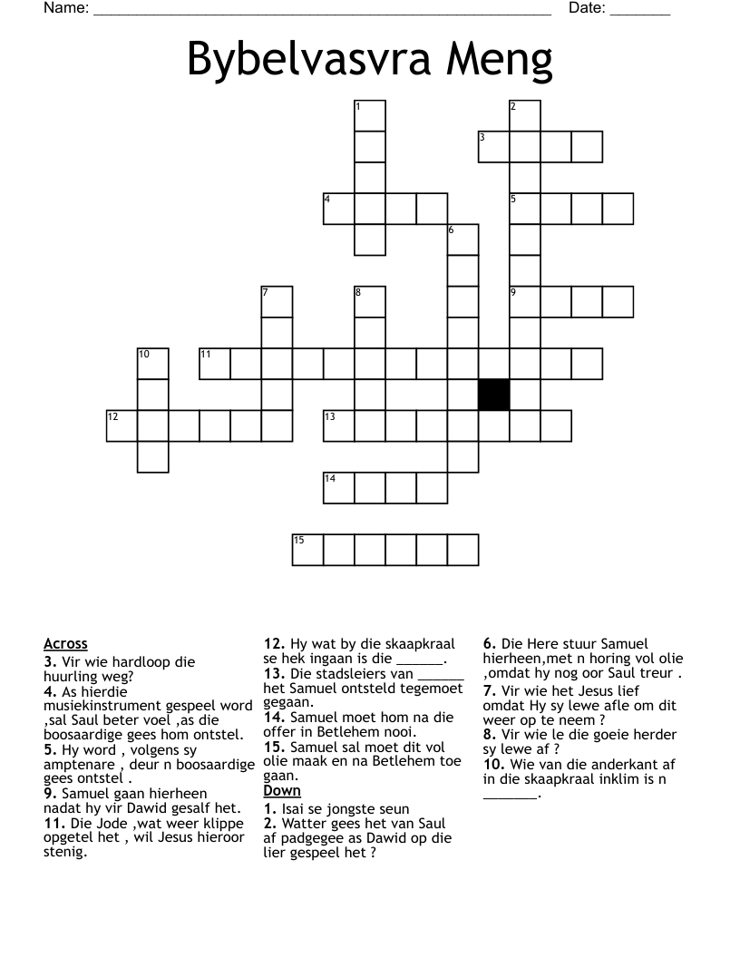 Bybelvasvra Meng  Crossword