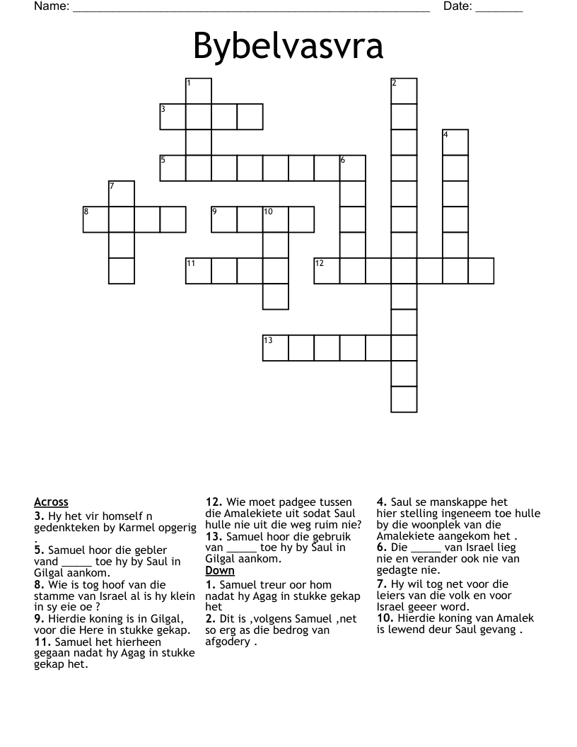 Bybelvasvra  Crossword