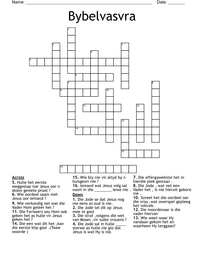 Bybelvasvra  Crossword