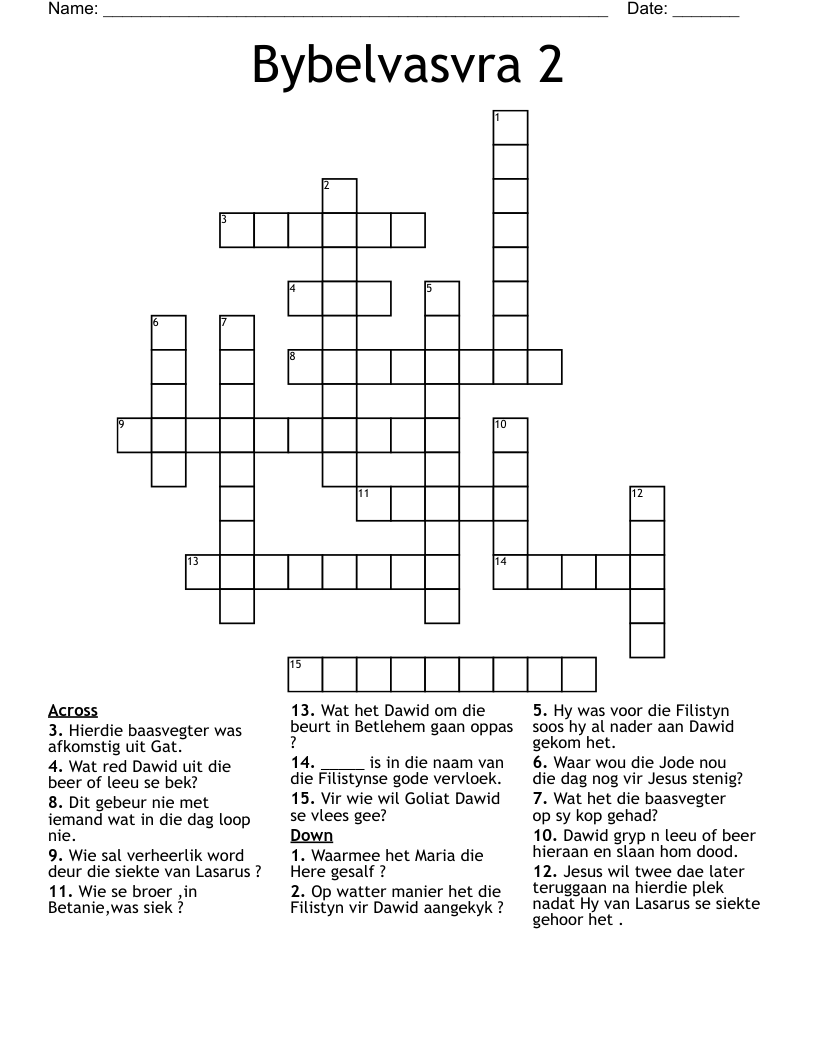 Bybelvasvra   2 Crossword