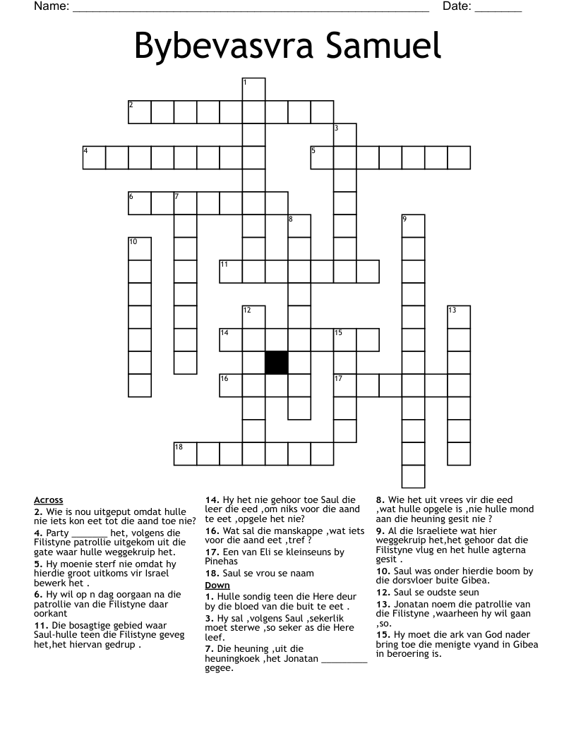 Bybevasvra     Samuel  Crossword