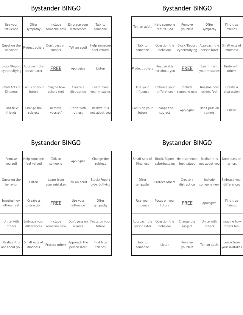 Bystander BINGO 