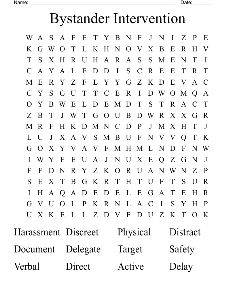Bystander Intervention Word Search