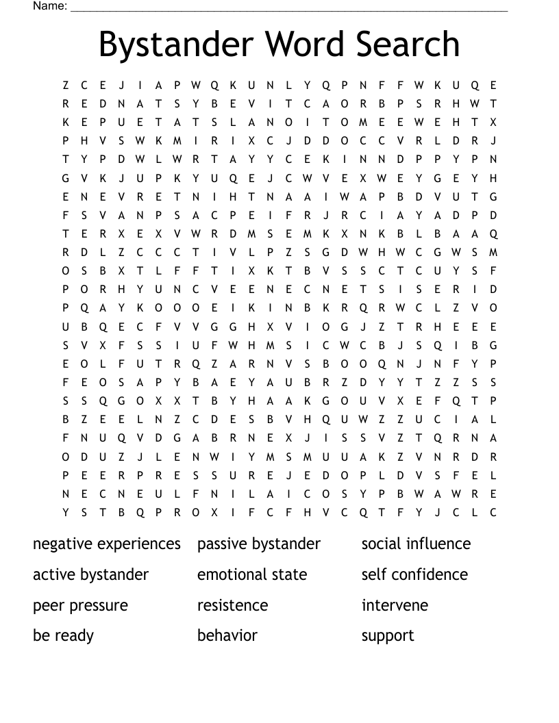 Bystander Word Search