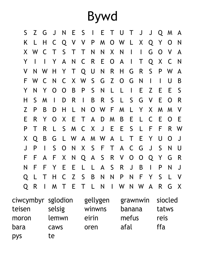 Bywd Word Search