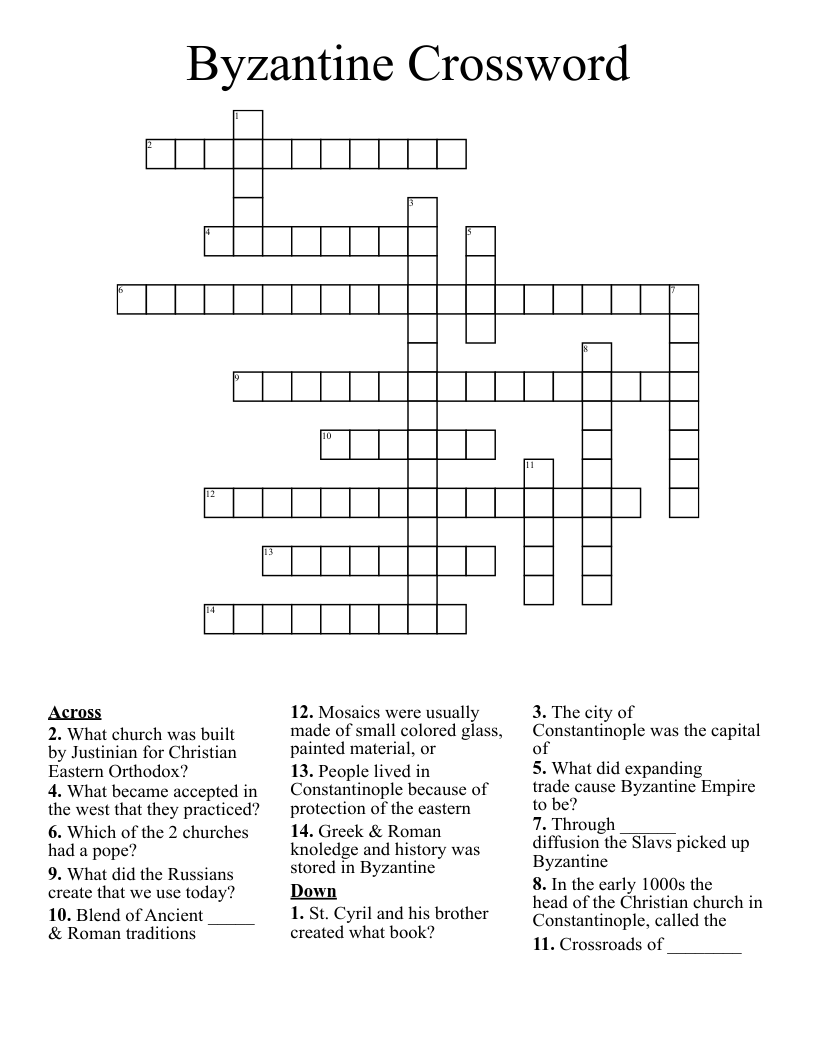 Byzantine Crossword