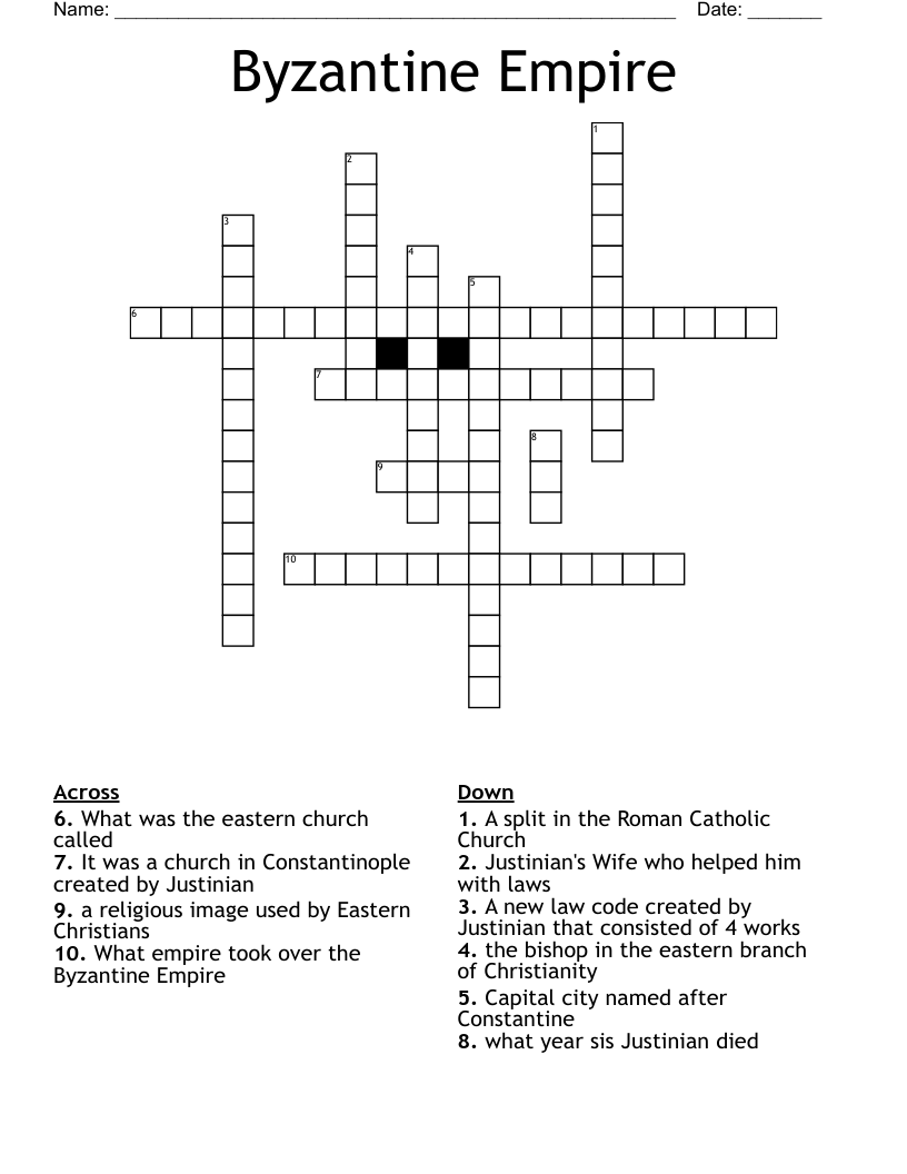 Byzantine Empire Crossword