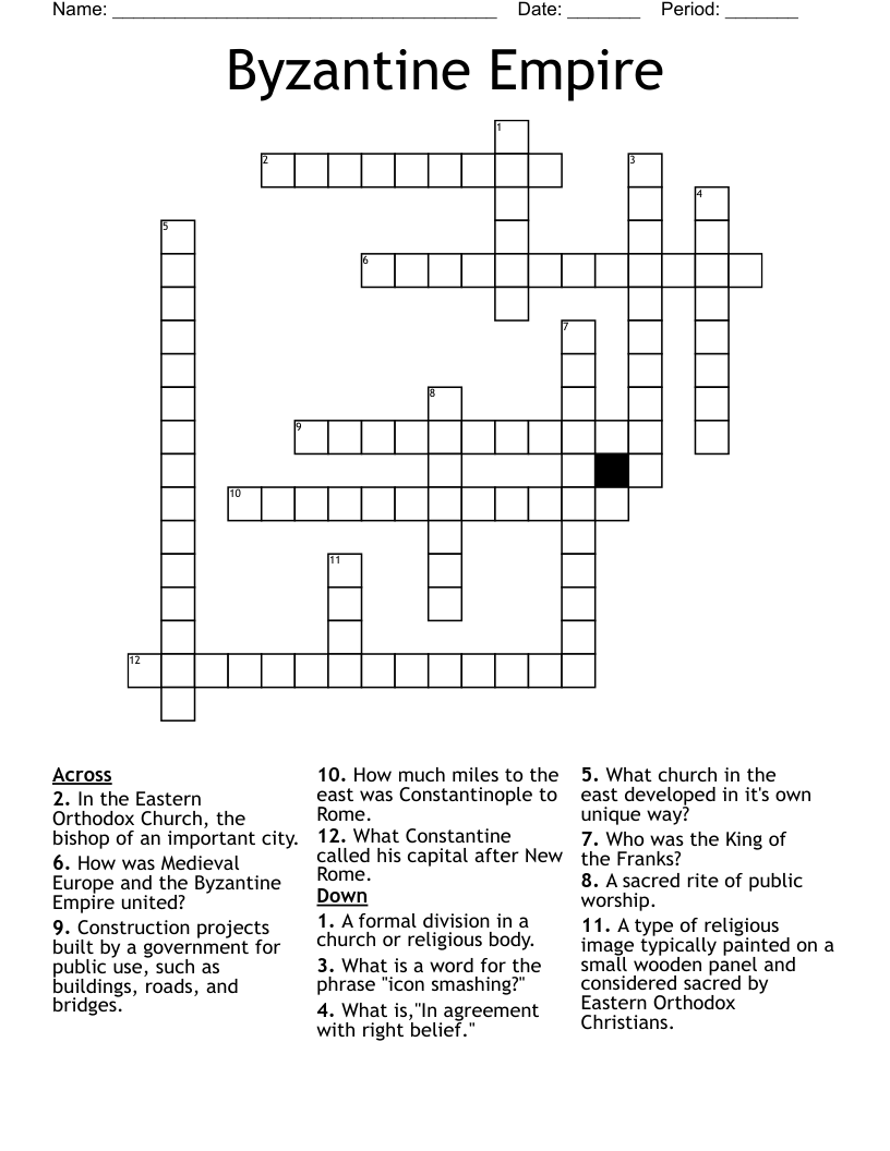 Byzantine Empire Crossword