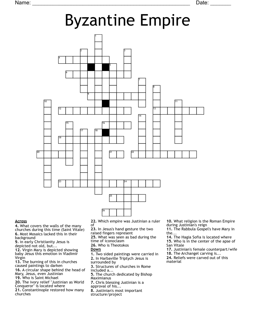 Byzantine Empire Crossword