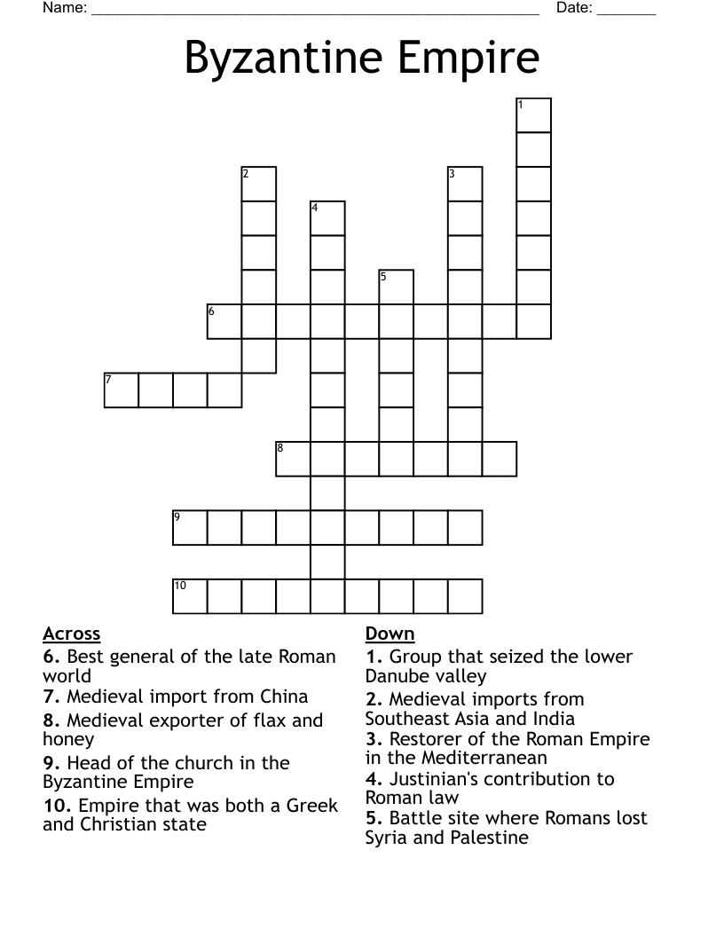 Byzantine Empire Crossword