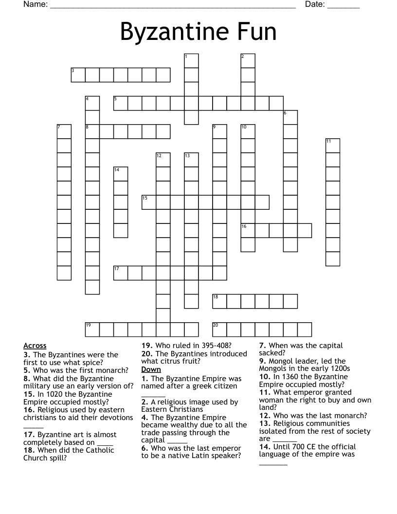 Byzantine Fun Crossword