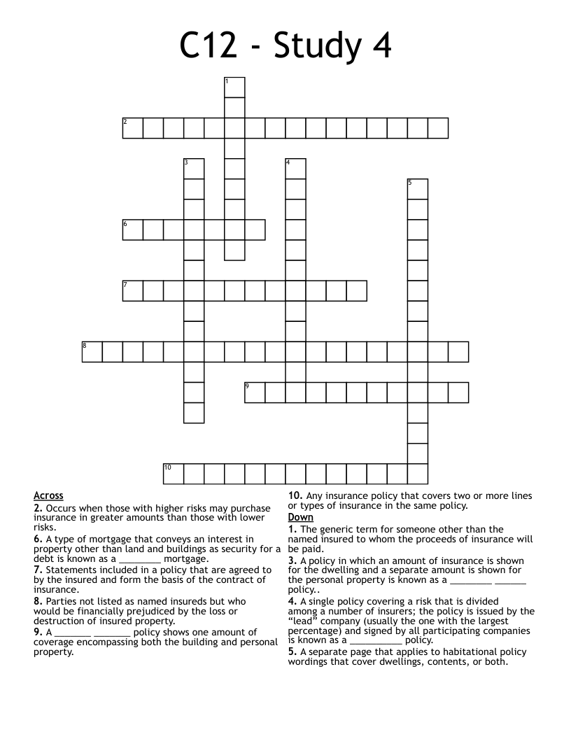 C12 - Study 4 Crossword