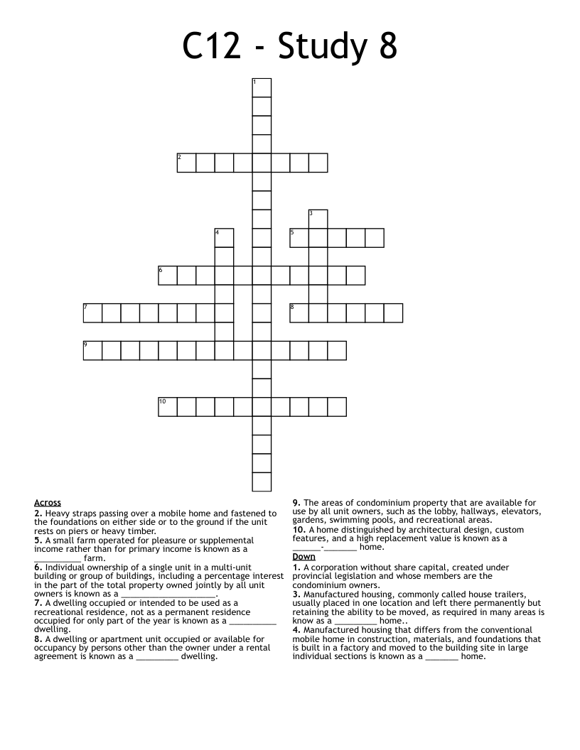C12 - Study 8 Crossword