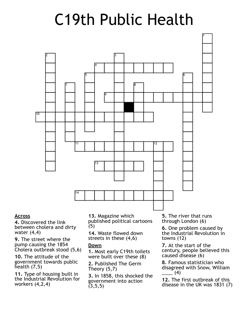 C19th Public Health Crossword