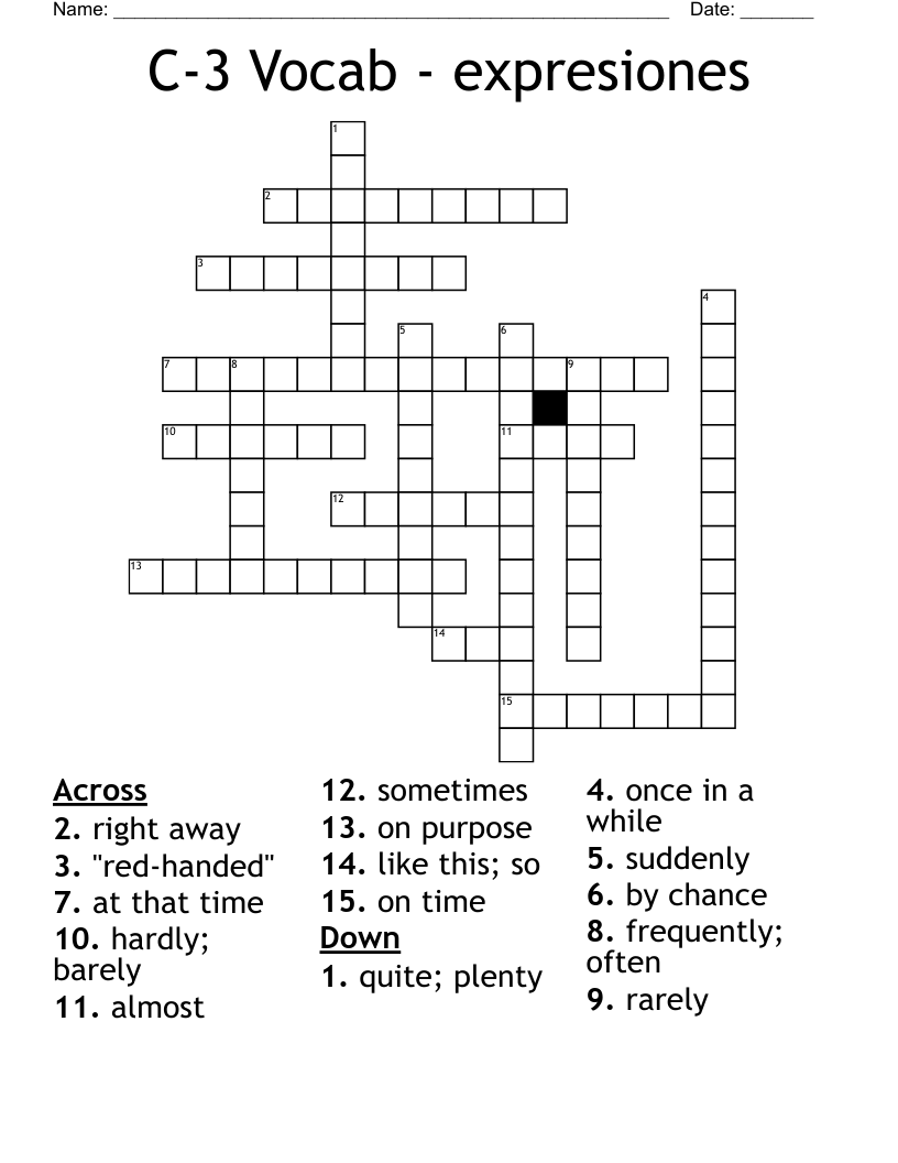C-3 Vocab - expresiones Crossword