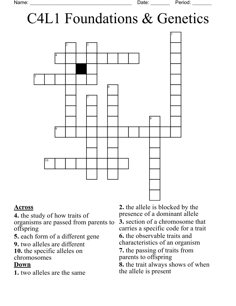 C4L1 Foundations & Genetics Crossword