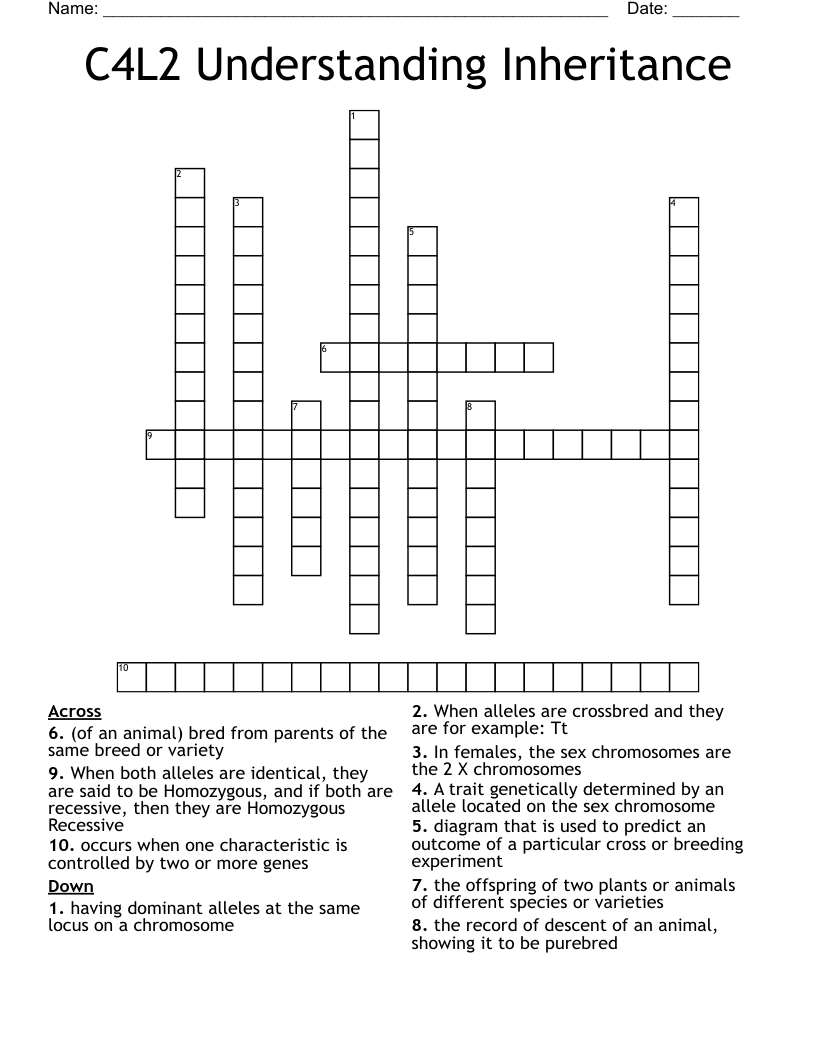 C4L2 Understanding Inheritance Crossword