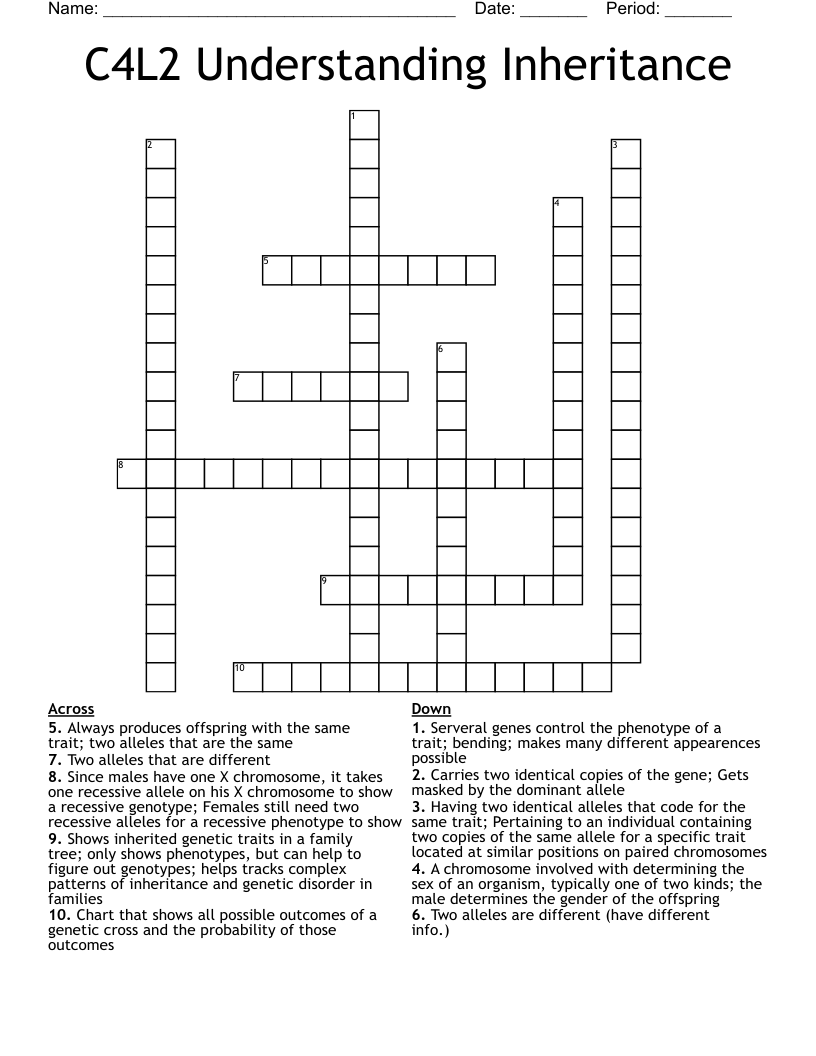C4L2 Understanding Inheritance Crossword