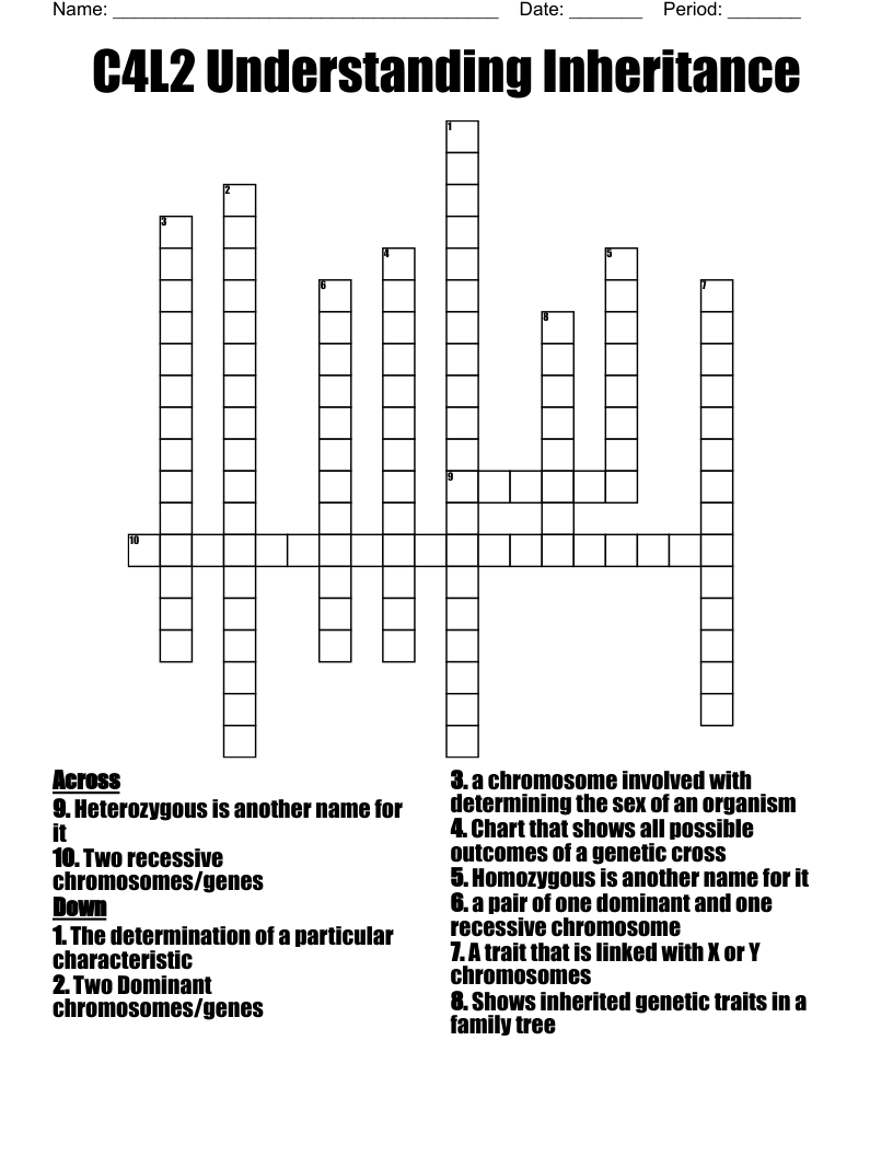 C4L2 Understanding Inheritance Crossword