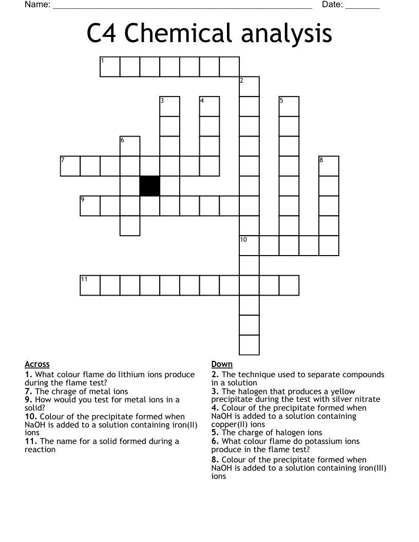 C4 Chemical analysis Crossword