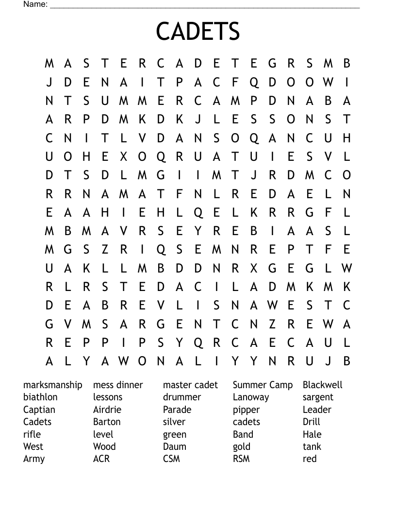 CADETS Word Search
