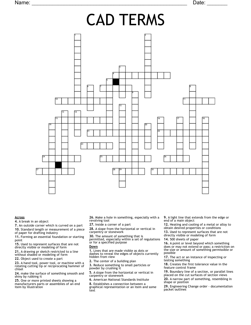 CAD TERMS Crossword