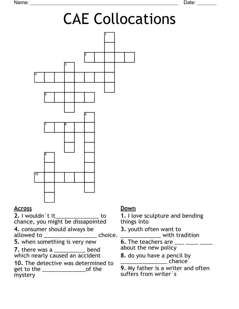 CAE Collocations Crossword