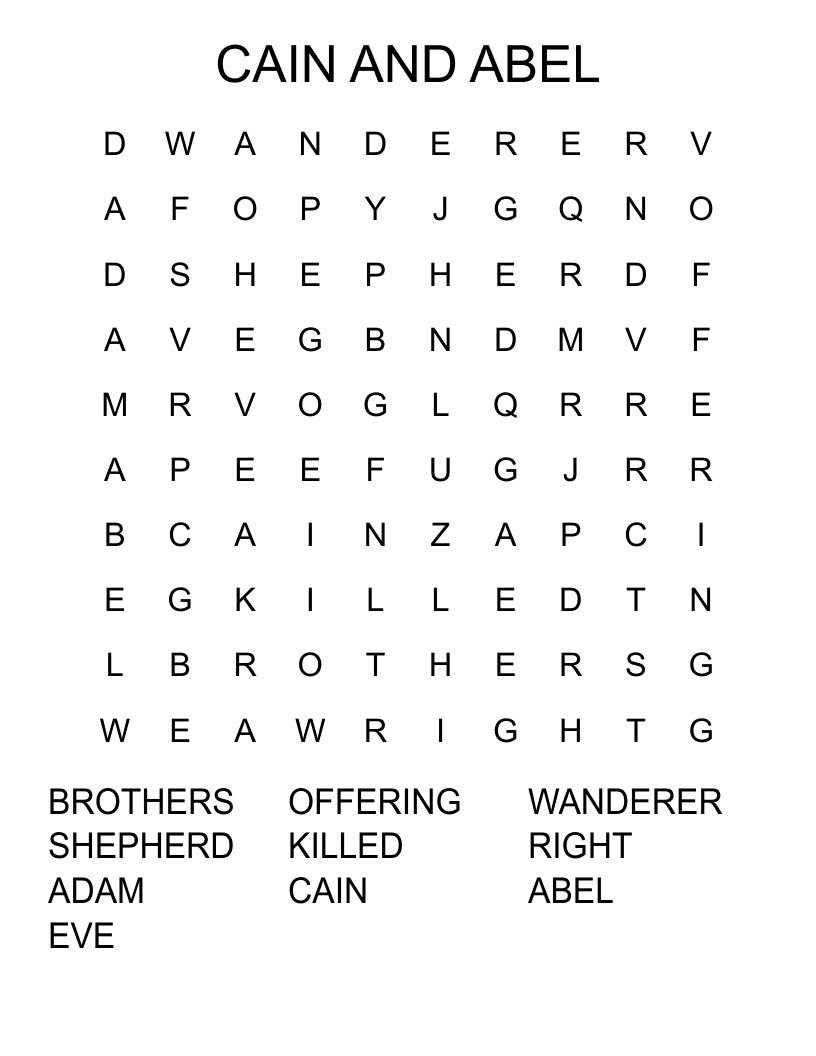 CAIN AND ABEL Word Search