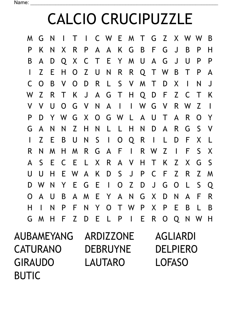 CALCIO CRUCIPUZZLE Word Search